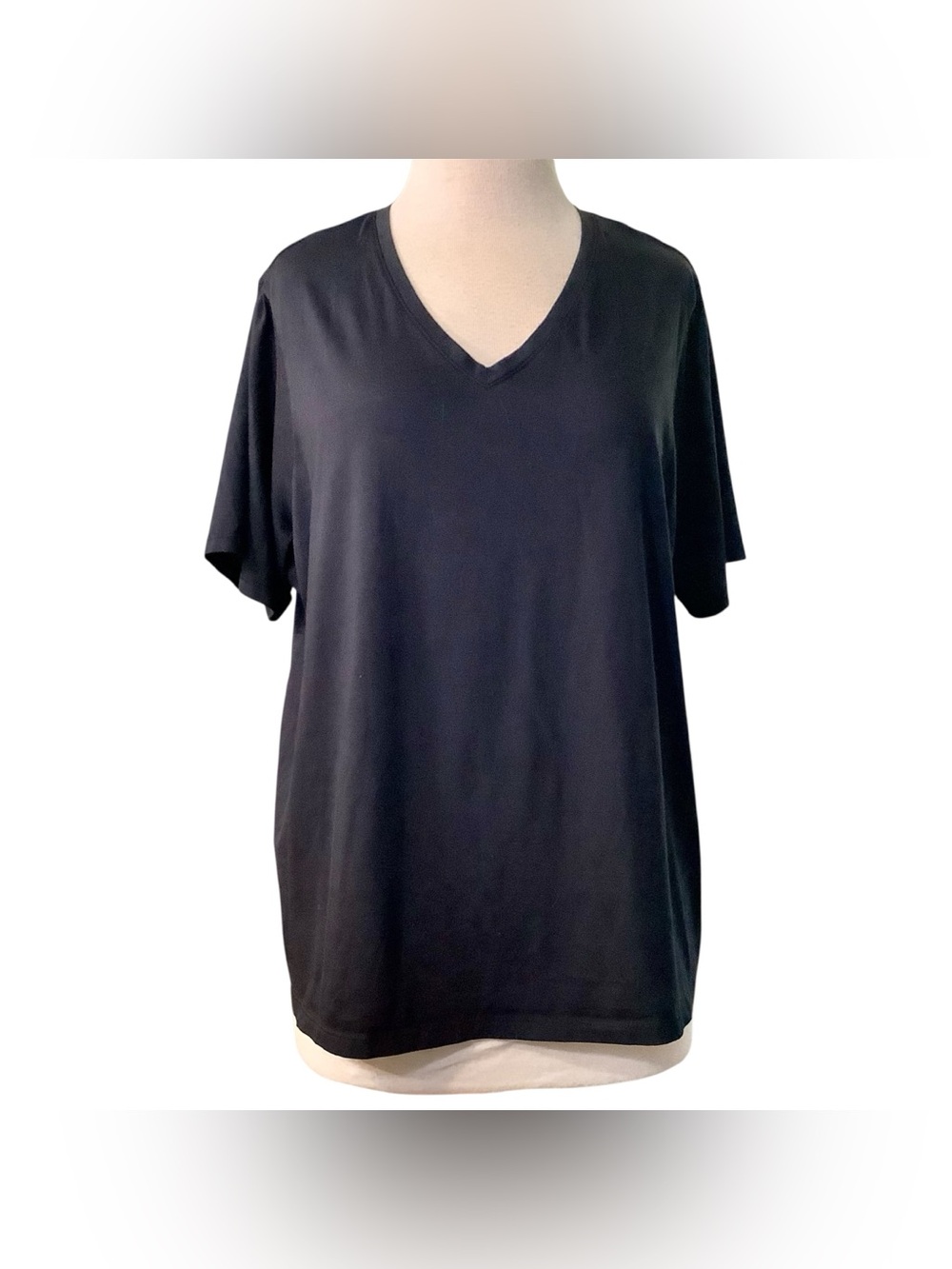 Lands End Black V Neck Tee 1X